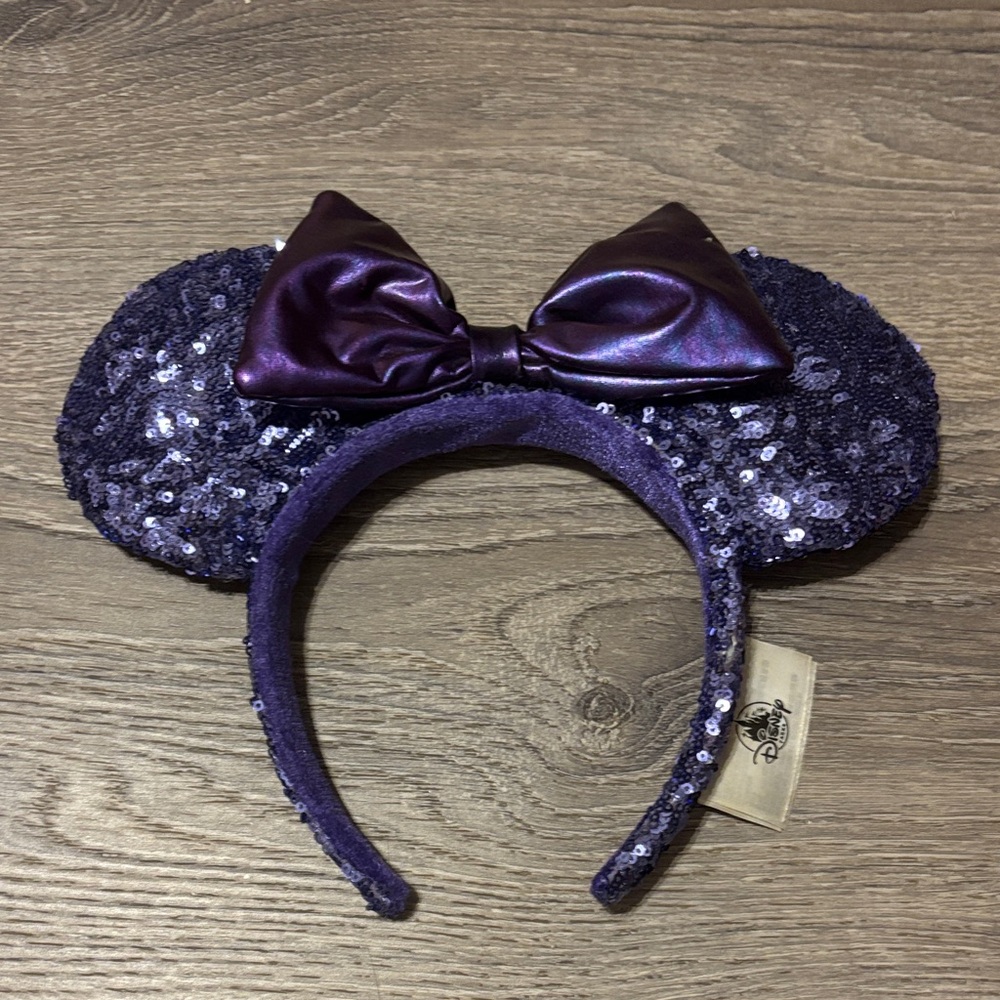 Disney Dark Purple Sequin Minnie Ears Headband